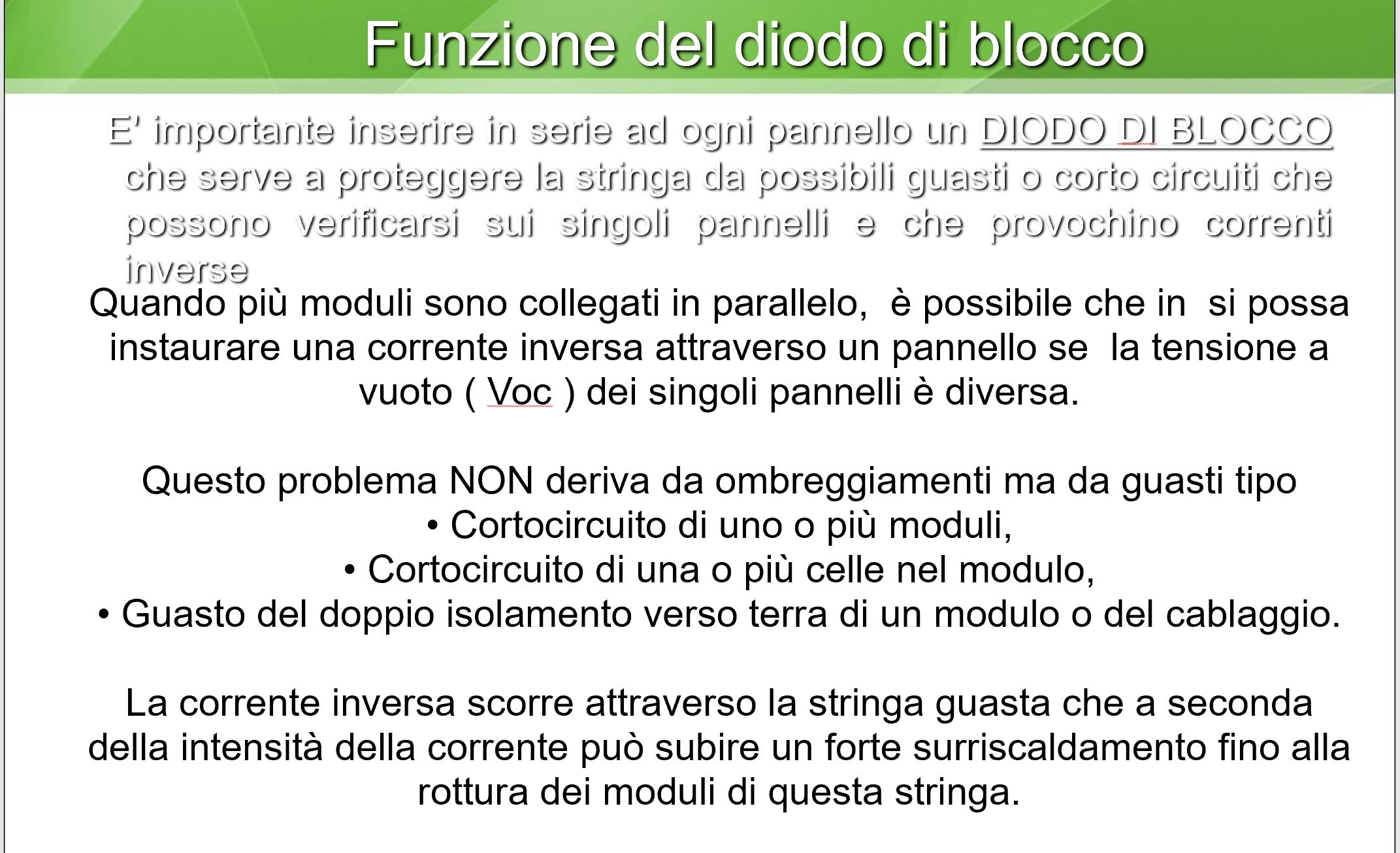 Funzione dei diodi di blocco